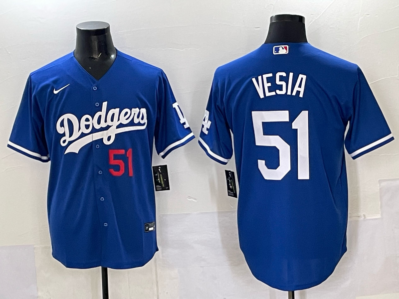 Men Los Angeles Dodgers #51 Vesia Blue Nike MLB 2025 Jersey style 06